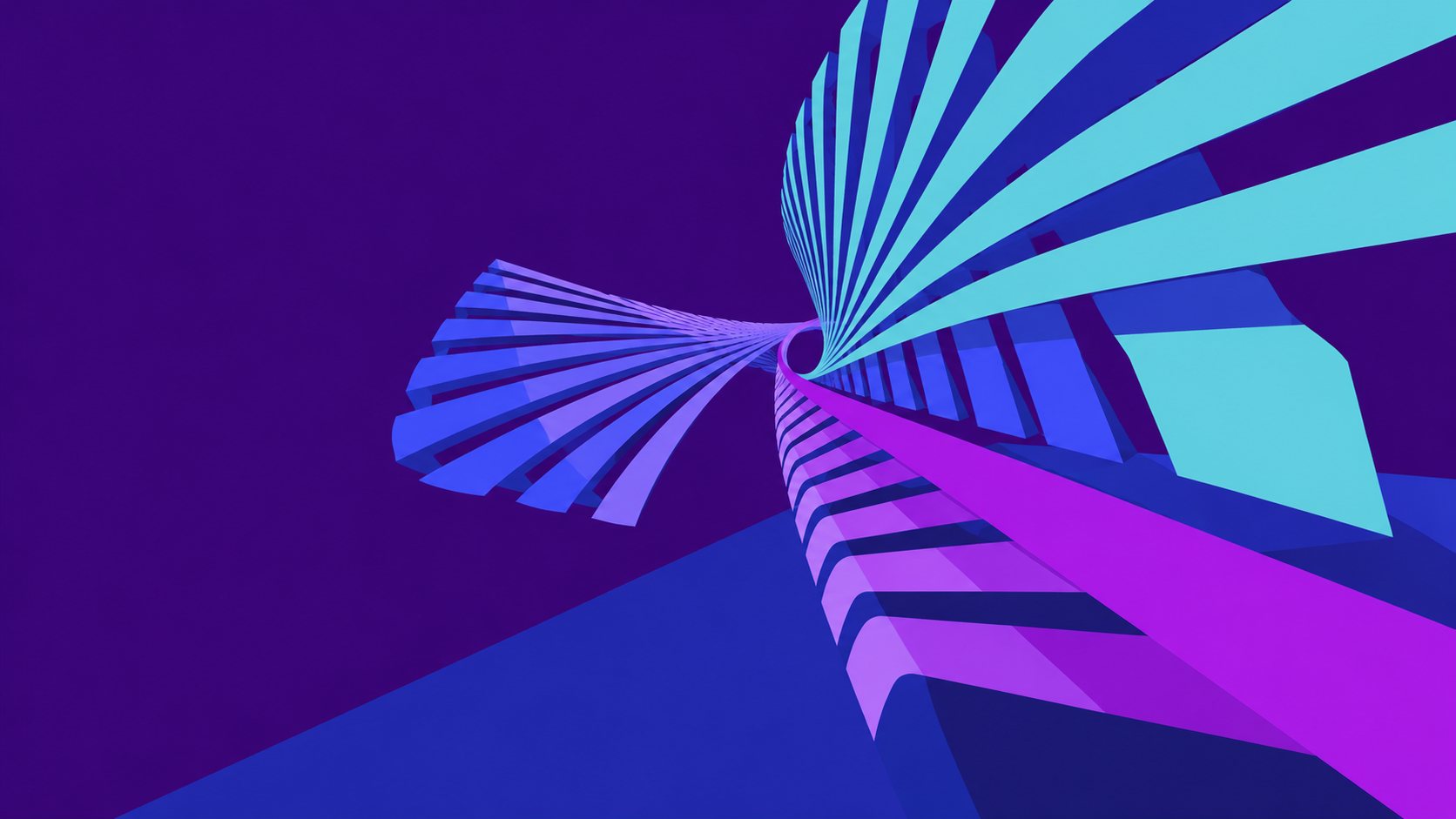 Futuros que toman forma: franjas de color salen en espiral desde un solo punto y se abren en muchas direcciones